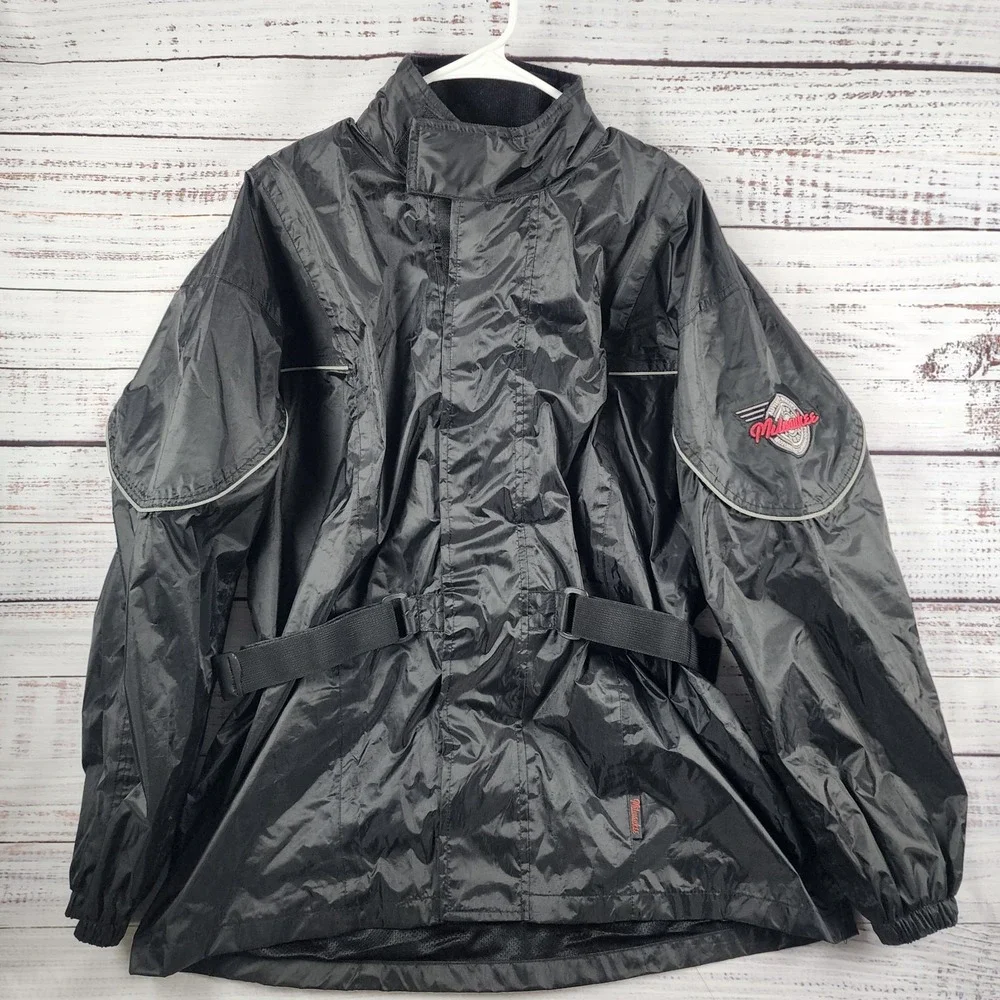 Milwaukee Motorcycle Rain Jacket Small‎ Nylon Windbreaker Cinch Waist Mesh Lined